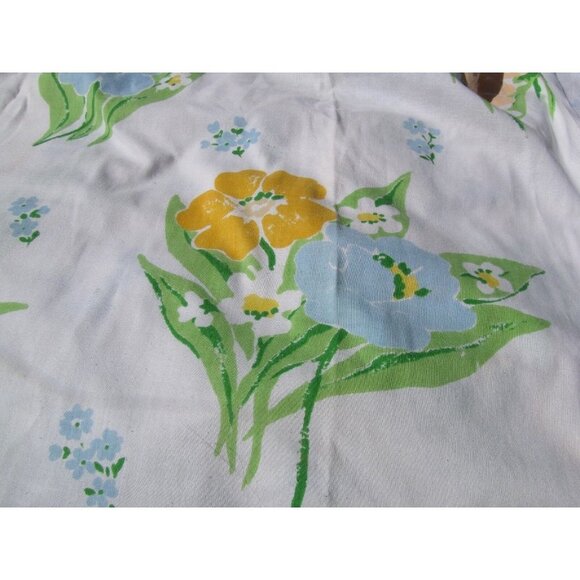 Vtg Floral Montgomery Ward Muslin Twin Flat Sheet & Fitted Set 2pc No Case - Picture 5 of 7